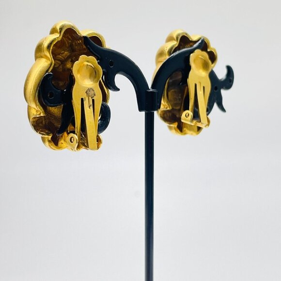 MADE IN USA Knot Earrings Clip On Gold Tone Classic Career Workwear - Picture 9 of 13